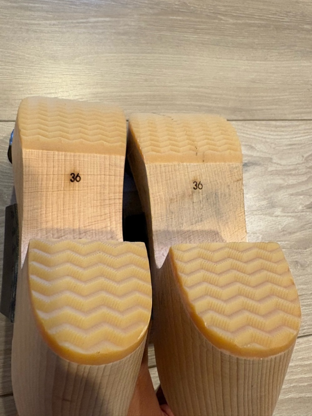 Anthropologie Black Leather Two-Band Wooden Clog Sandals - Picture 8 of 10